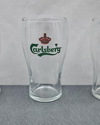 Set 6 bicchieri birra Carlsberg in vetro 