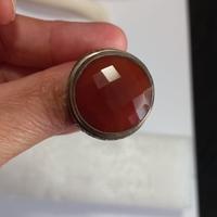 Anello Indiano in argento 925 con agata rossa 