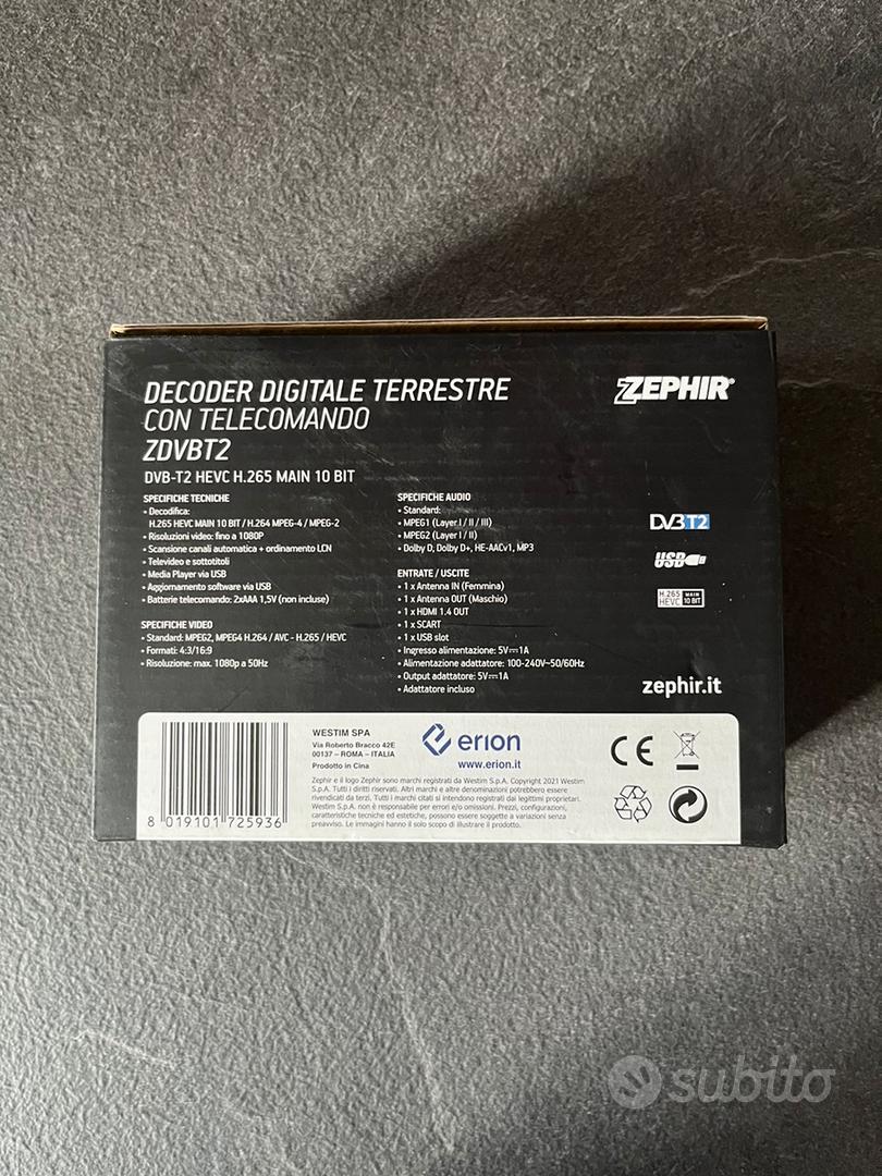 Decoder zephir t2 hevc hdmi usb - digitale terrestre - zdvbt2