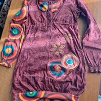 Abito rosso bordeaux Desigual con bottoni - Nuovo