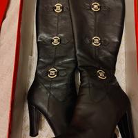 stivali Vintage Laura Biagiotti pelle nera alti