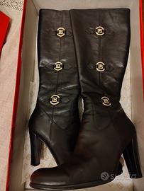 stivali Vintage Laura Biagiotti pelle nera alti