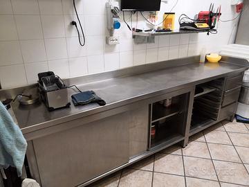 tavolo lavoro in acciaio 300x60