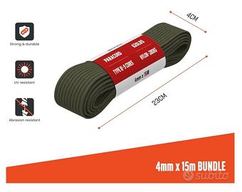 Corda Paracord 550 Riflettente 4mm - 30M, Nylon, Carico 250kg, Per Sopravvivenza E Craft