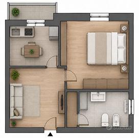 Bilocale 50 mq arredato, spese incluse- garage
