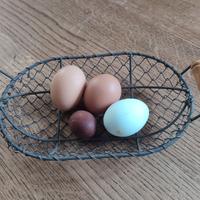 Cestino vintage filo di metallo e legno