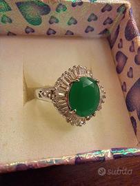 Anello bigiotteria pietra verde 