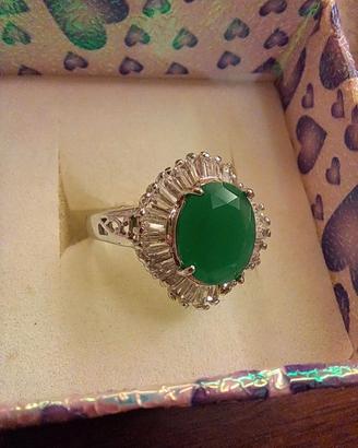 Anello bigiotteria pietra verde 