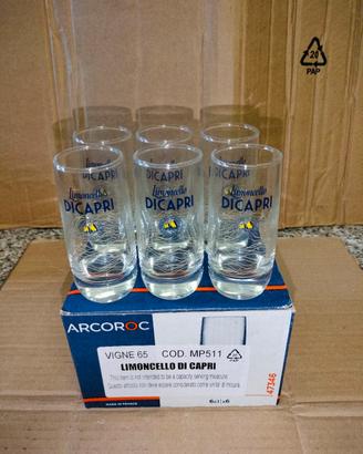 Set Completo 6 Bicchieri Di Vetro Shot Limoncello
