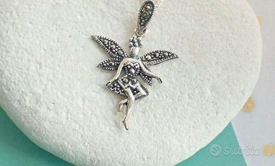 Collana ciondolo fata in marcasite NUOVA