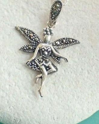 Collana ciondolo fata in marcasite NUOVA