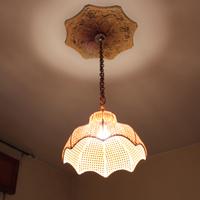 Lampadario da soffitto in vimini e paglia anni '60