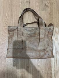 Borsa shopper in pelle beige chiaro - VERA PELLE