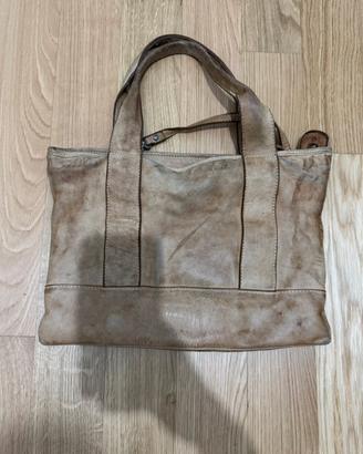 Borsa shopper in pelle beige chiaro - VERA PELLE