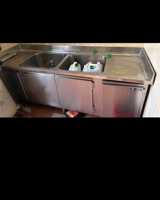 lavandino doppia vasca acciaio inox con sportelli