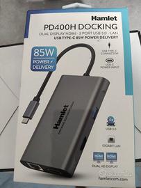 Hamlet Dock USB-C 2 Monitor HDMI 4K LAN Gig usata