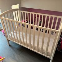 lettino prenatal bianco con materasso e cassetto