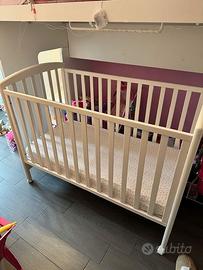 lettino prenatal bianco con materasso e cassetto