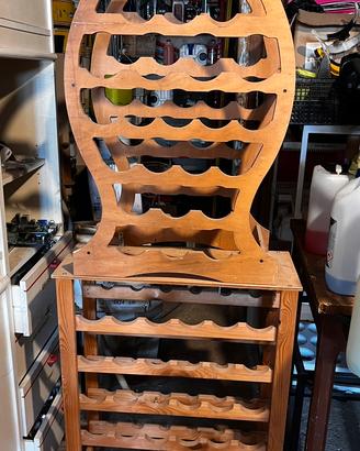 Cantinetta portabottiglie in legno grande 155 cm