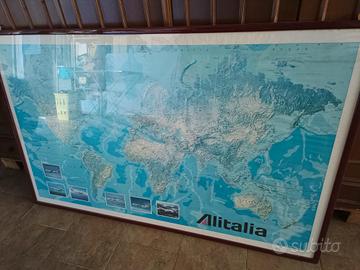 Planisfero vintage Alitalia 1983