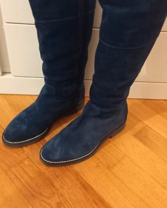 Stivali camoscio blu