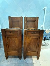 Coppia comodini vintage in legno e marmo