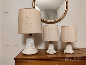 Tris Lampade Vintage in Ceramica Decorata