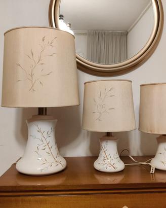 Tris Lampade Vintage in Ceramica Decorata