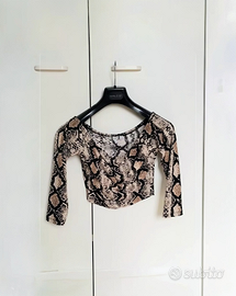 Top Maglietta a maniche lunghe con stampa pitonata