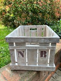 Shabby Cassetta Legno Grande 60x44x35 iniziali NB