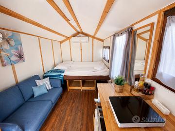 Casetta mobile in legno con bagno e condizionatore