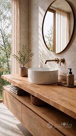 Lavabo tondo da appoggio in ceramica bianca 