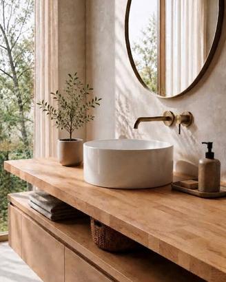 Lavabo tondo da appoggio in ceramica bianca 