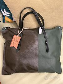 Borsa a mano in pelle verde