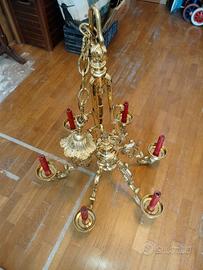 lampadario stile antico in peltro 