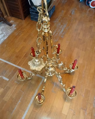 lampadario stile antico in peltro 