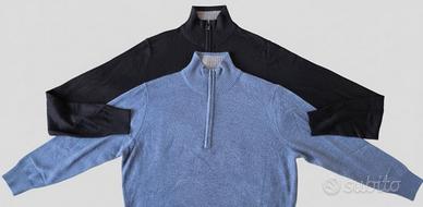 Maglioncino lupetto con zip - nero e azzurro 