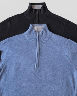 Maglioncino lupetto con zip - nero e azzurro 