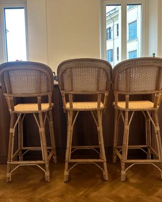 3 sgabelli in rattan Maison Drucker