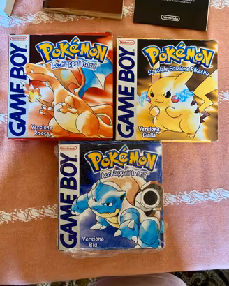 3 giochi pokemon blu rosso e giallo game boy