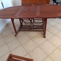 Tavolo e sedie in tek da esterno