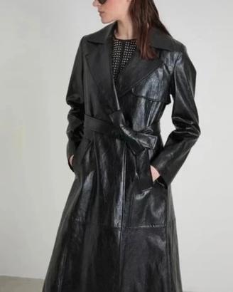 Trench lungo nero in ecopelle Intrend