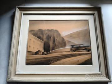 quadro dipinto futurista firmato tecnica mista su 