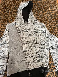 Felpa con zip asimmetrica e cappuccio-TAGLIA L