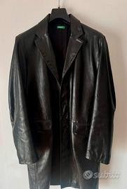 Cappotto uomo lungo BENETTON in vera pelle.