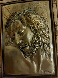Quadro capezzale Cristo in argento 925 e specchio