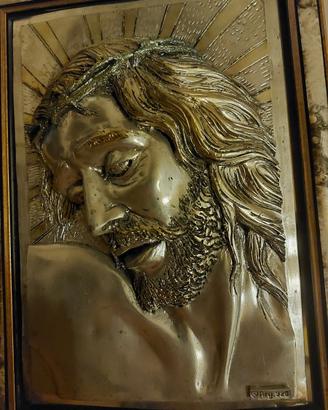 Quadro capezzale Cristo in argento 925 e specchio