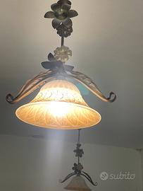 Coppia lampadari in ferro battuto