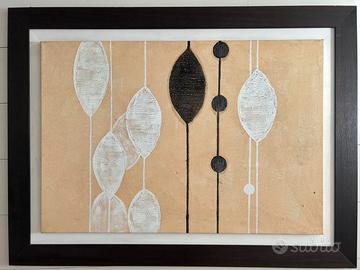 Quadro astratto moderno beige e bianco