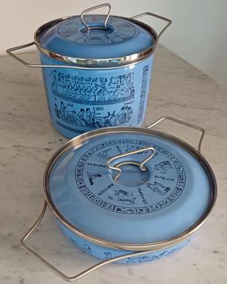 Set 2 pentole smaltate Siltal serie Egizia vintage